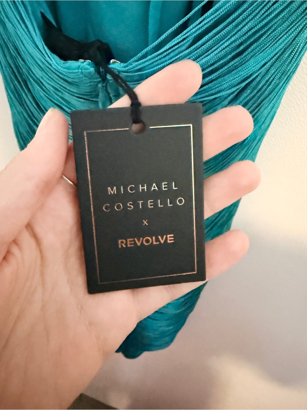 NEW Michael Costello X REVOLVE Skylar Mini Dress Turquoise Blue Green Fringe XS - Picture 10 of 11